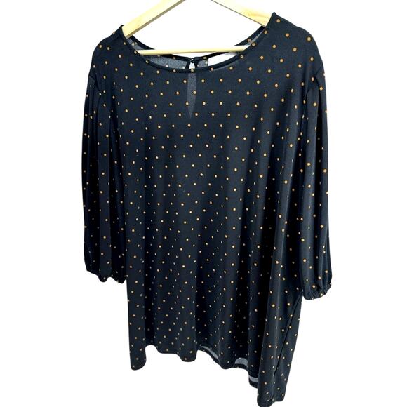 Nordstrom's Rack Women’s 4X Black Polka Dot Blouse Ruched Stretch Scoop Neck - Picture 1 of 6